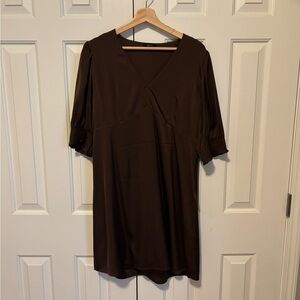Silk dress from Quince, size L espresso brown